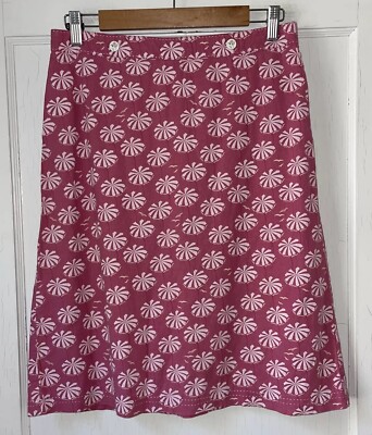 White Stuff Vtg Y2k Red Umbrella Print Skirt Sz 10 Linen Blend Whimsical Boho
