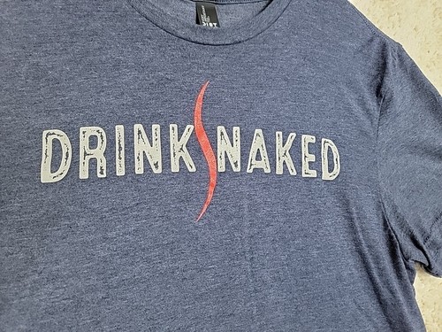T-shirt Drink Naked maglietta grande blu party distretto 50/50 - Foto 7 di 9