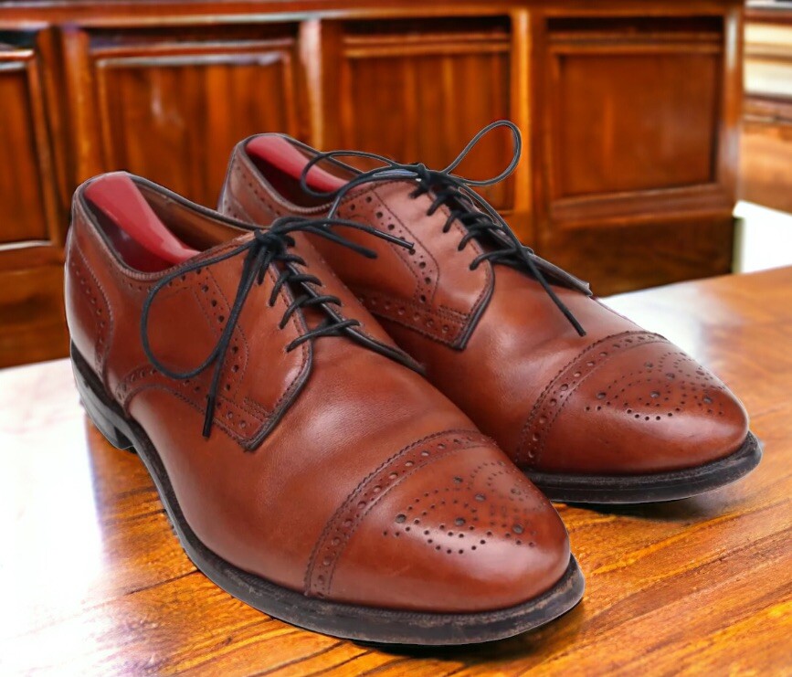 Allen Edmonds Sanford Brown Leather Cap Toe Oxford Dress Shoes