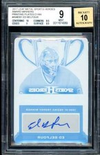 Ed Belfour 2017 Leaf Metal SH AW Printing Plates Cyan Auto #1 (#d 1/1) BGS 9