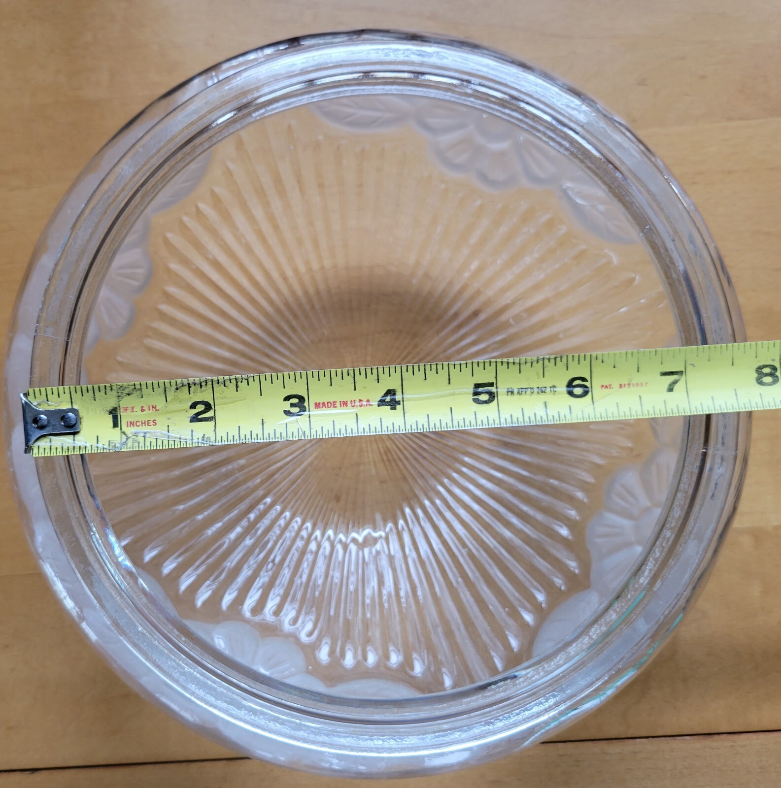 Vintage Clear Ribbed Glass Ceiling Light Globe Shade Frosted Etched