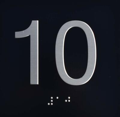 10TH Floor Elevator Jamb Plate Sign with Braille and Raised..(Black)-REF24-1027