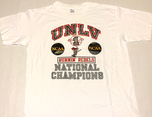 Vintage UNLV Runnin' Rebels 1990 NCAA Basketball National Champs T-Shirt New! XL