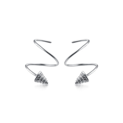 1 Paar Damen s925 Sterlingsilber Ohr Manschette durchbohrt Knorpel Spike Taper Hoop