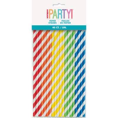 40 verschiedene einfarbige Papierstrohhalme mit hoher Anzahl - Trink Party Strohhalme