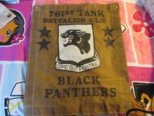 WWII USA 761 ST TANK BATTALION (CLD) ALL BLACK BLACK PANTHERS  BARRACK BAR  FLAG