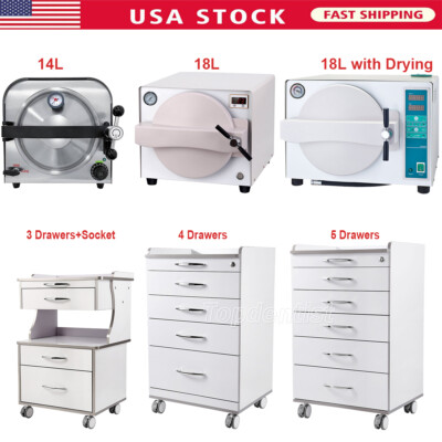 Dental Autoclave Steam Sterilizer/Mobile Trolley Cart Cabinet with 3/4/5 Drawers