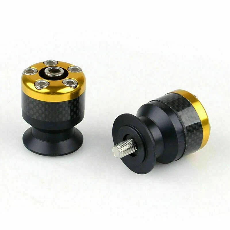 CNC Carbon Fiber 10mm Swingarm Sliders Spools For Kawasaki ZX 6R 10R 12R GOLD CA Foto 2 de 3