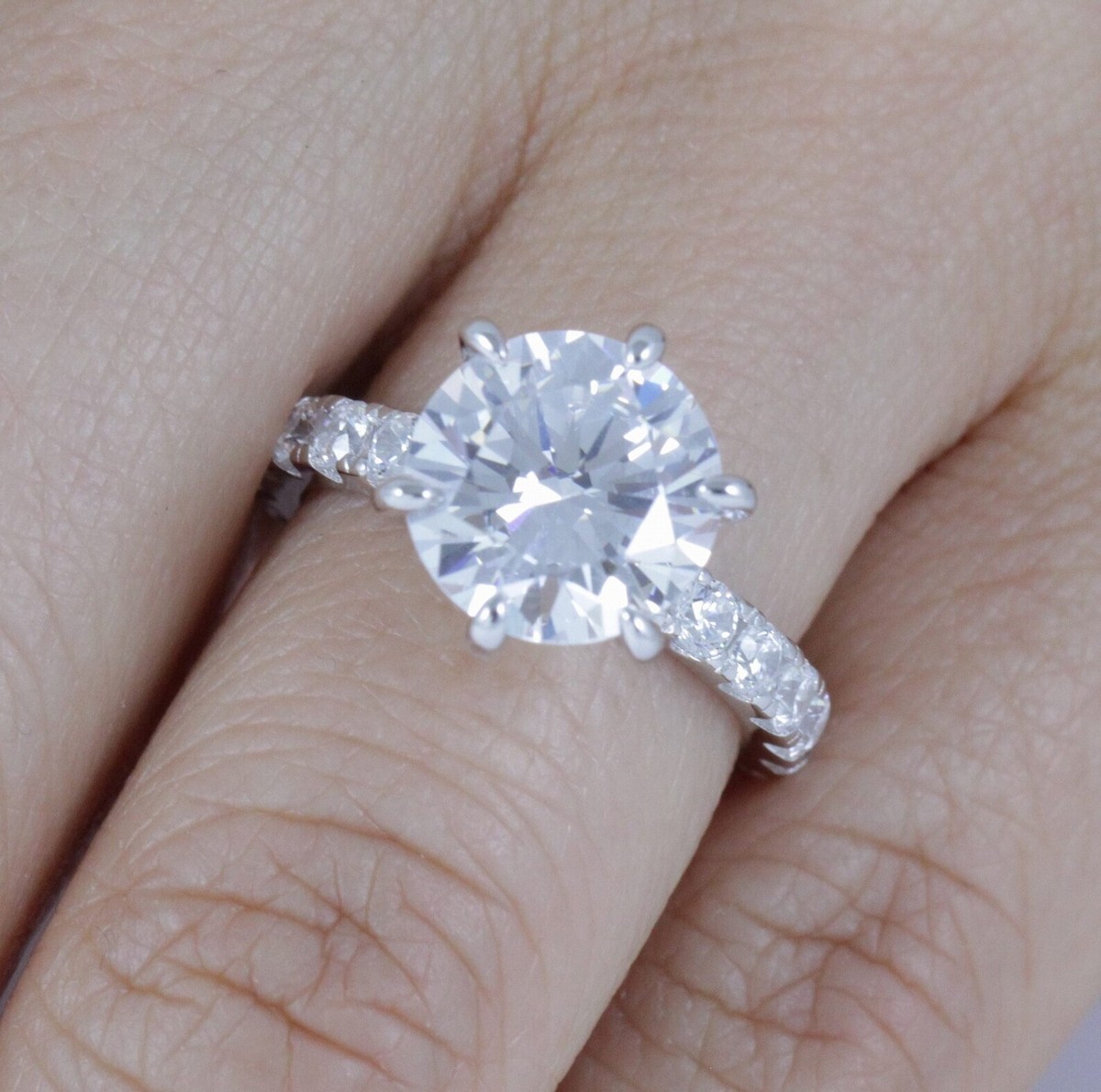 Round Solitaire 925 Sterling Silver CZ Engagement Ring