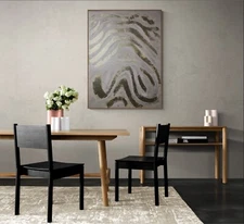 Contemporary Canvas Abstract Framed Rectangle Painting with Silver Frame 23