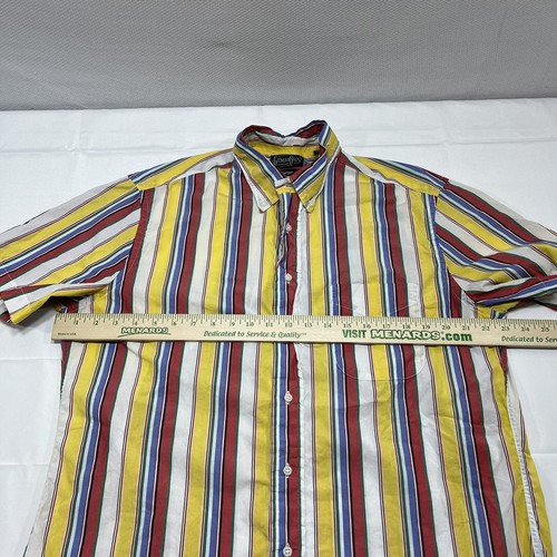 Gitman Bros Vintage Button Down Shirt L Striped Short Sleeve USA Made Colorful - Picture 4 of 8