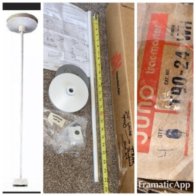 Juno Track Lighting T90-24 WH 24  T-Bar Ceiling Pendant Stem Kit White Extens
