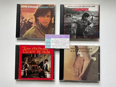 John Mellencamp x4 CD LOT + Ticket Stub American Fool Scarecrow Whenever Human