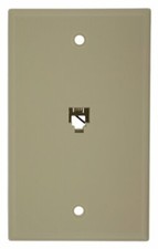 Leviton 40949-I Standard Telephone Wall Jack, 6P4C, Screw Terminals, Ivory