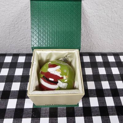 ''Li Bien'' Beautiful Reverse Painted Conducting Santa 3'' Glass Ornament