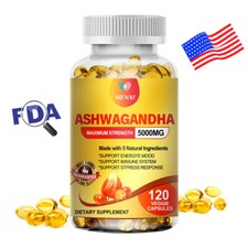 Ashwagandha Capsules - Stress Relief  Energy Boost with Cortisol Support 120PCS