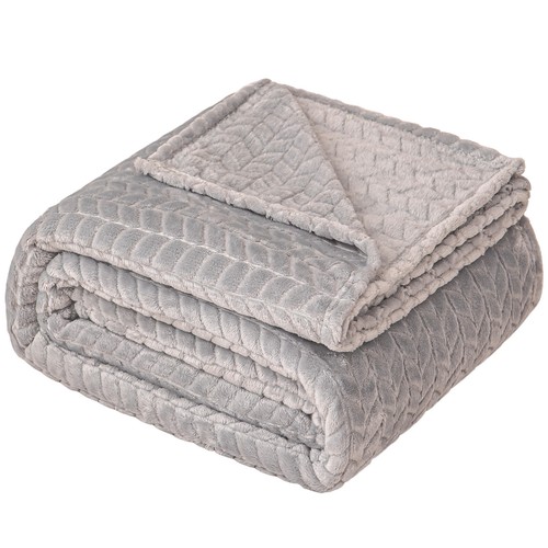 Luxury Throw Blanket Soft Cosy Leaf Pattern Fleece Sofa Travel Throw Double King - Picture 16 of 43