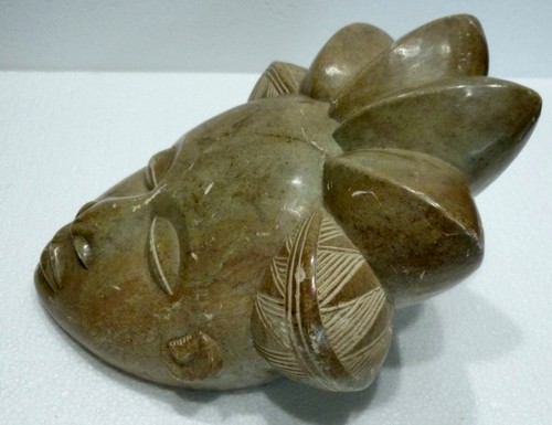 Hermoso Máscara Cara Africana Gabón De Piedra - Imagen 2 de 5