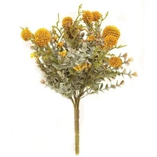 NEW Farmhouse MUSTARD Floral Bush 10" H Fall Green Cottage Primitive Artificial