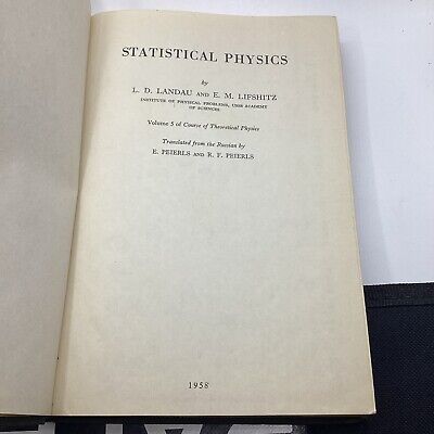 1958 Statistical Physics Vol5 By LD Landau & EM Lifshitz For 1958 Statistical Physics Vol5 By LD Landau & EM Lifshitz For