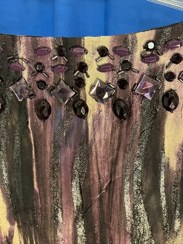 CHICOS Gem Embellished Tunic Purple Black Long Sleeve Metallic Sheer Sz Large - Picture 4 of 9