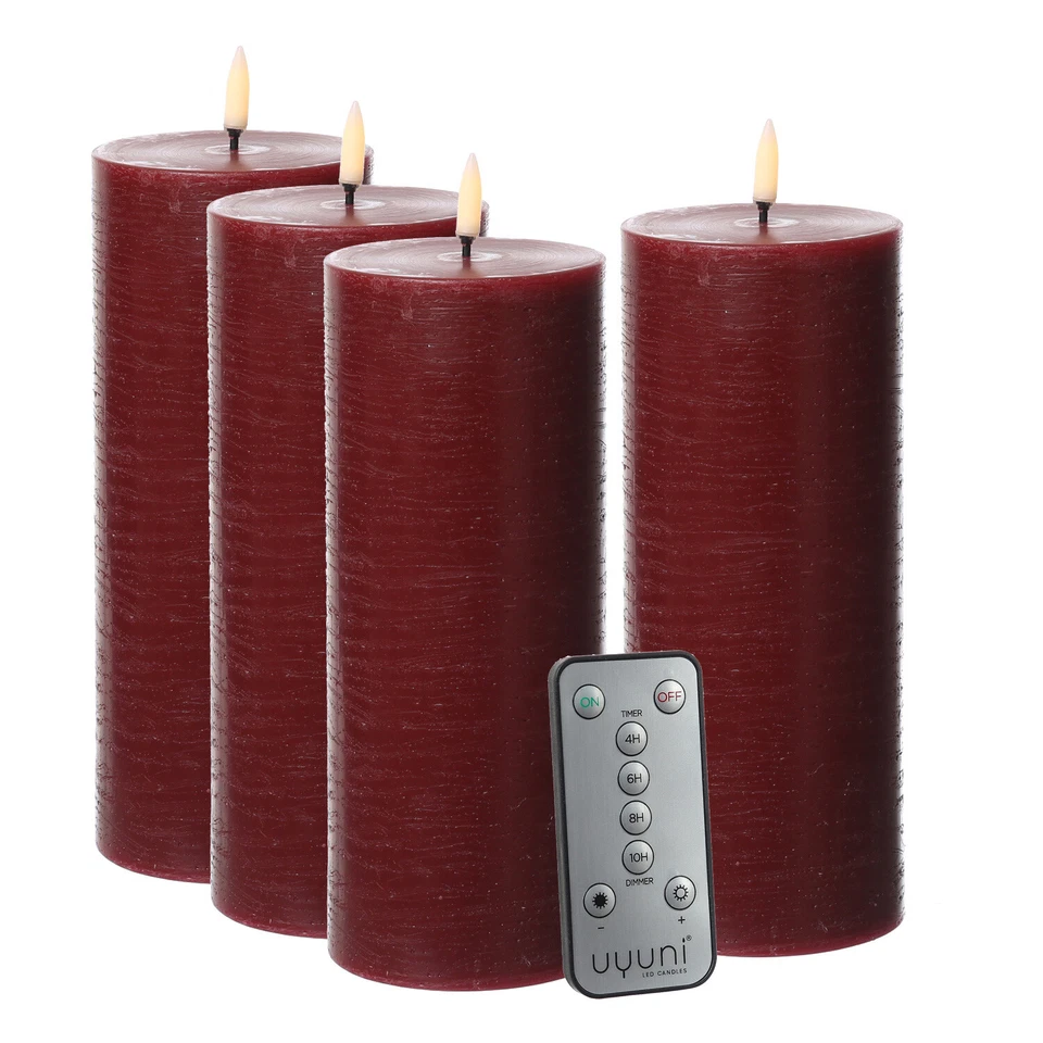 LED Kerzenset PIA Rustik-Optik Adventskerzen H:20cm mit Batterien/Fernb. 4er Set - Bild 2 von 4