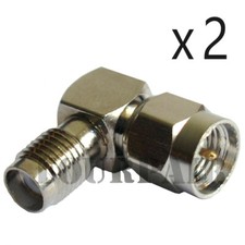 2 Pack SMA Male Plug to Female Jack RF Connector Adapter 90 Degree Right Angle