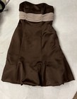 ALFRED ANGELO 7044 Mocha Brown Satin Short Cocktail Dress Strapless SZ XS — photo 1