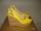 100% AUTH NEW WOMEN LOUBOUTIN REINE LIEGE YELLOW SUEDE 120 WEDGE SANDALS US 10 — photo 4