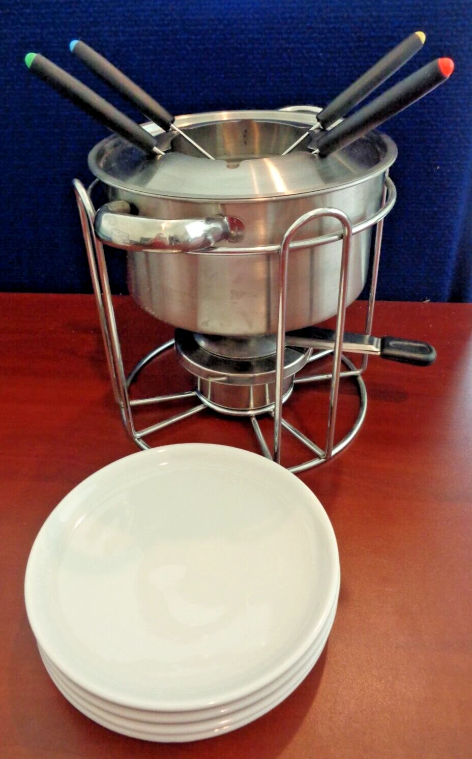 Roshco Chocolate and Cheese 4 person Fondue Set - Stainless Steel