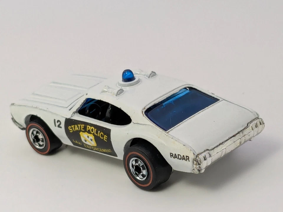 Vintage Hot Wheels Redline 1969 Olds 442 State Police Hong Kong Blue Dome Light - Image 3 of 4
