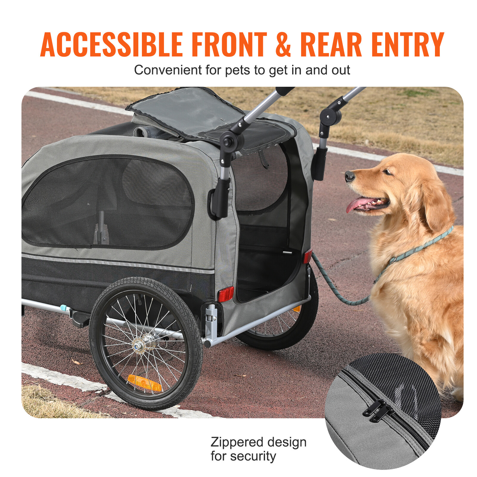 VEVOR Rimorchio Bici per Cani Passeggino per Animali Domestici Carico max. 40 kg foto 5