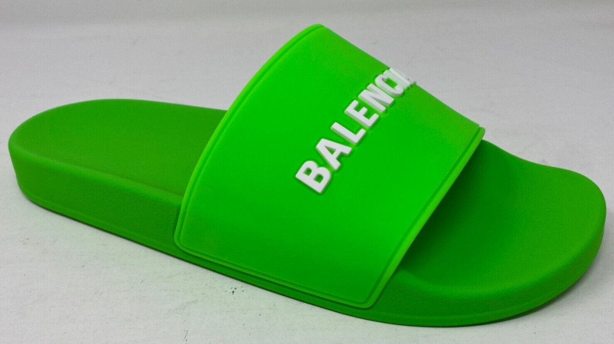 $325 Mens Balenciaga Logo Pool Slides Sandals Slippers $325 Mens Balenciaga Logo Pool Slides Sandals Slippers