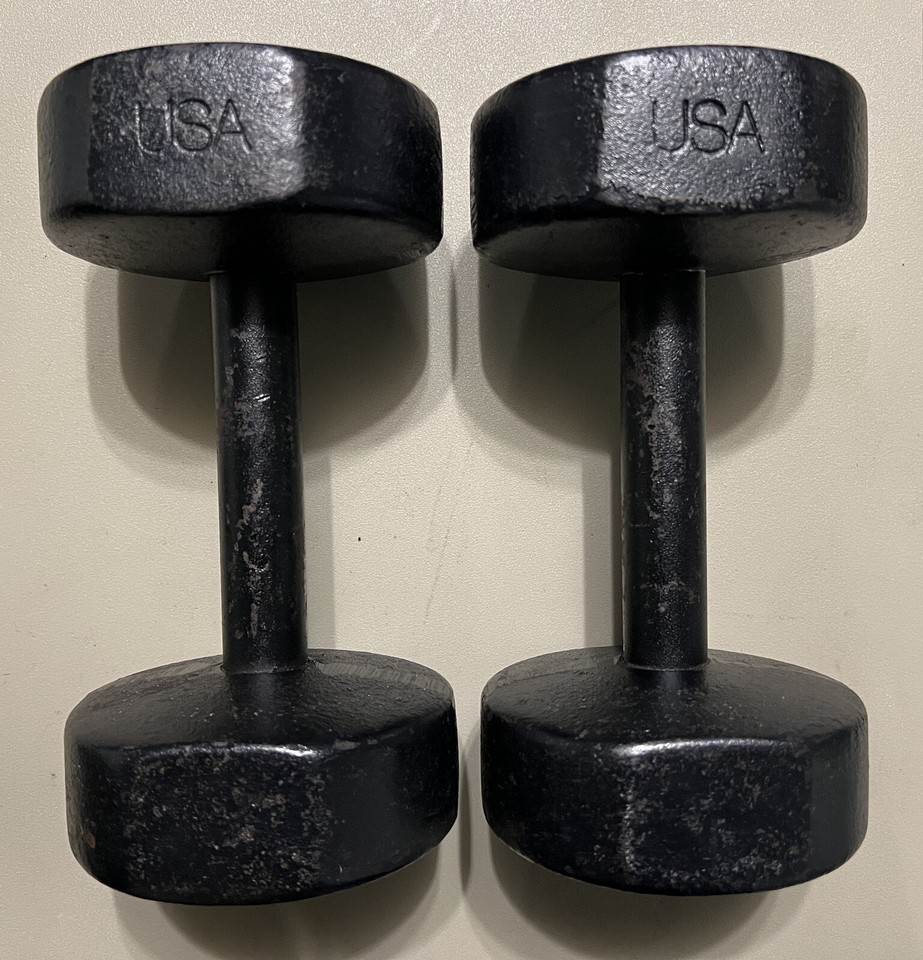 Vintage York 20 lb 40 Lb Total BARBELL ROUNDHEAD DUMBBELLS Dumbbell