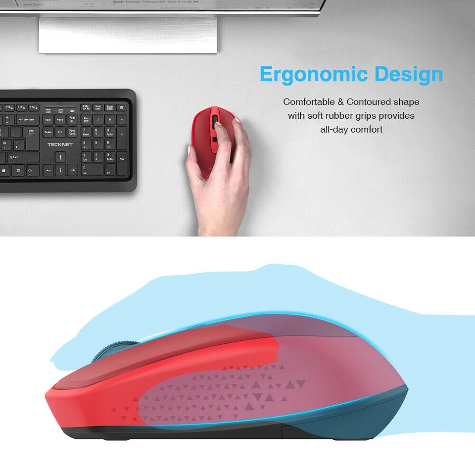 TeckNet Wireless Cordless Mouse USB Optical Scroll 2.4GHz For PC Laptop Computer - Image 4 of 4