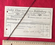 Gustav Klipp Waldenburg 1928 Ogrodnictwo Faktura Reklama Papier Znak wodny 962