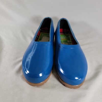 Mid West Rubber Rain Garden Loafers Sloggers Blue Womens
