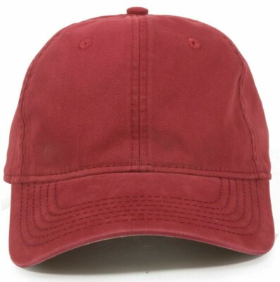 Outdoor Cap Twill Solid Blank Red Leather Strap Pre Curve Cap Hat PWT-100LTH