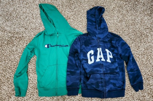 Lot Of 2 Boys Size Large L Hooded Sweatshirts Hoodie Gap Champion