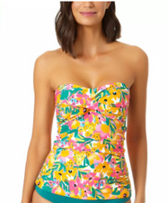 Anne Cole Twist-Front Ruched Tankini Top Women's Swimsuit Size M 4604