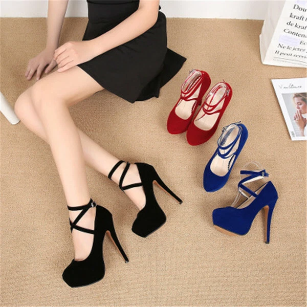 Sexy Women Men Strappy High Heels Suede Drag Queen Crossdresser Shoes Size | eBay