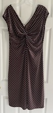 Vintage Ronni Nicole Sheath Dress 10 Y2K Babydoll Brown White Polka Dot Midi