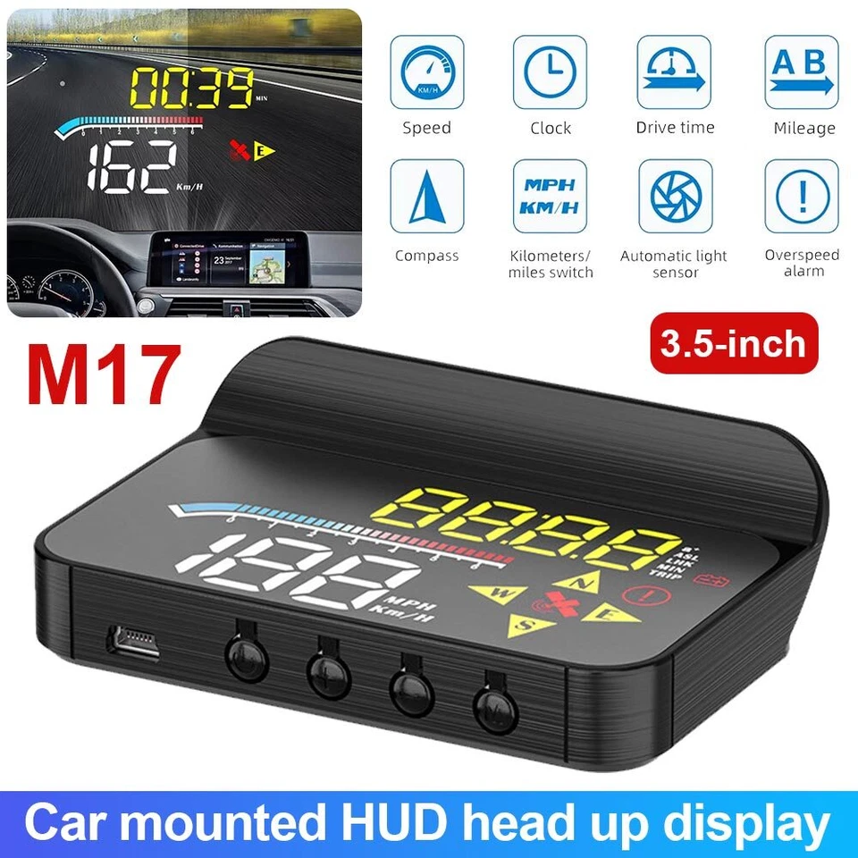 Car HUD Digital Speedometer Projector Head Up Display OBD2 GPS Overspeed Alarm - Image 2 of 4