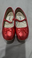 Wonder Nation Girl's Bright and Shiny Red Bow Ballet Flats Shoes Memory Foam