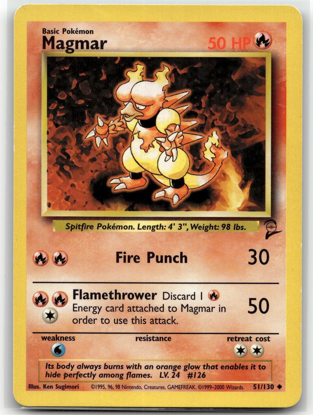 Magmar 51/130 Uncommon Base Set 2 Pokemon MP