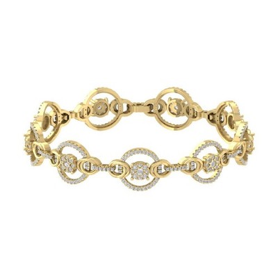 10k Yellow Gold Lab Grown Diamond Composite Bracelet 7'' Gift for Women