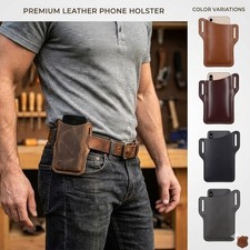 Men Cell Phone Belt Pack Bag Loop Waist Holster Pouch Case Leather Wallet Cover