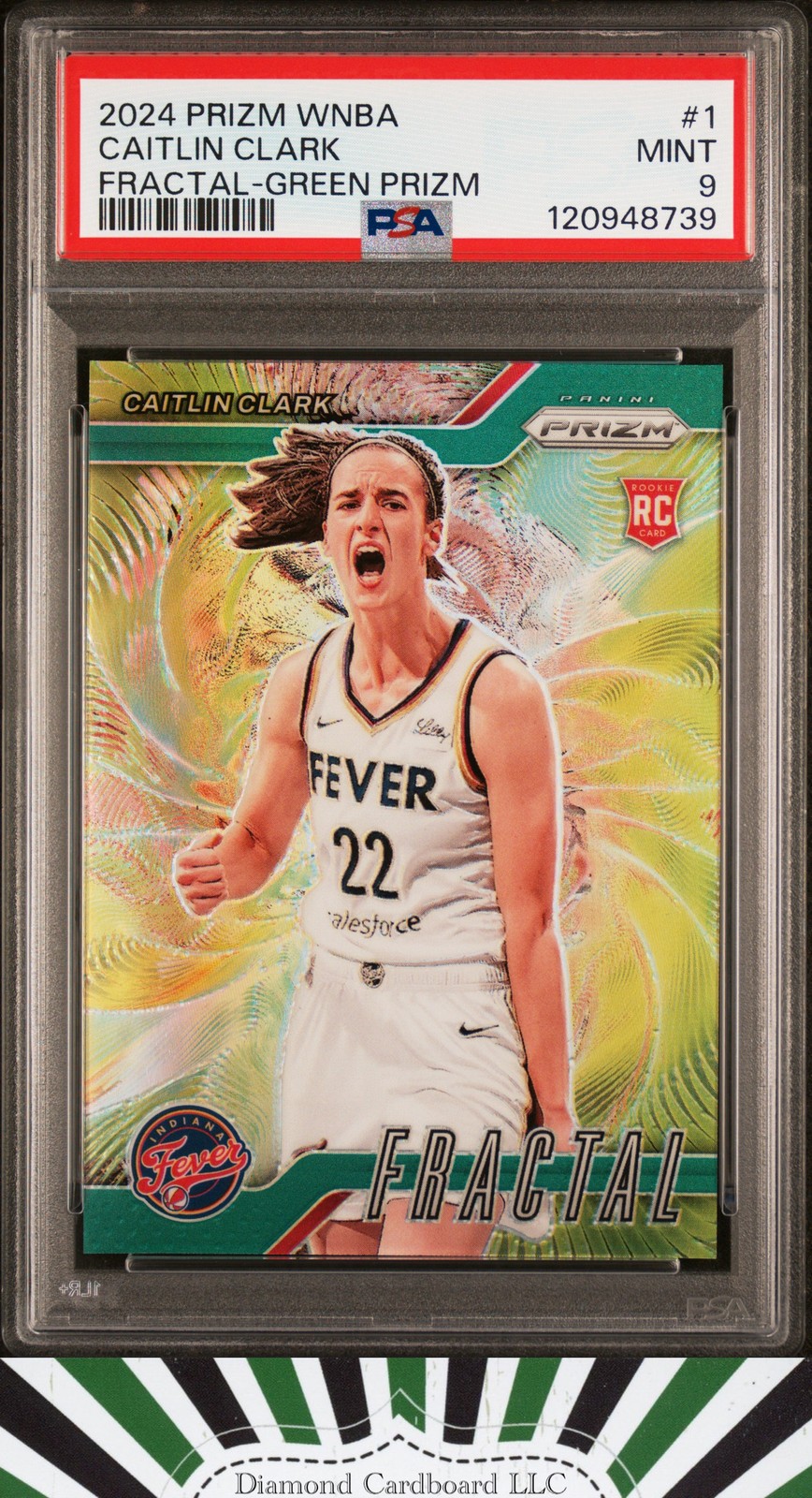 2024 Prizm WNBA #1 Caitlin Clark PSA 9  Fractal Green Prizm