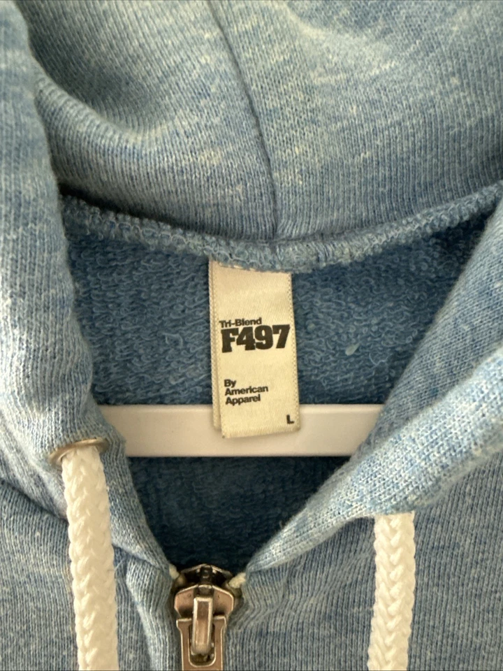 Sudadera con capucha azul bebé American Apparel polar francés con cremallera Foto 2 de 4