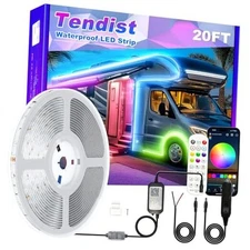 RV Awning LED Light Strip 12V RGB Waterproof Underglow Led Light kit, 20FT